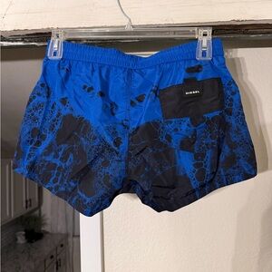 Diesel Men's Bold Blue & Black Patterned Swim Shorts - Medium